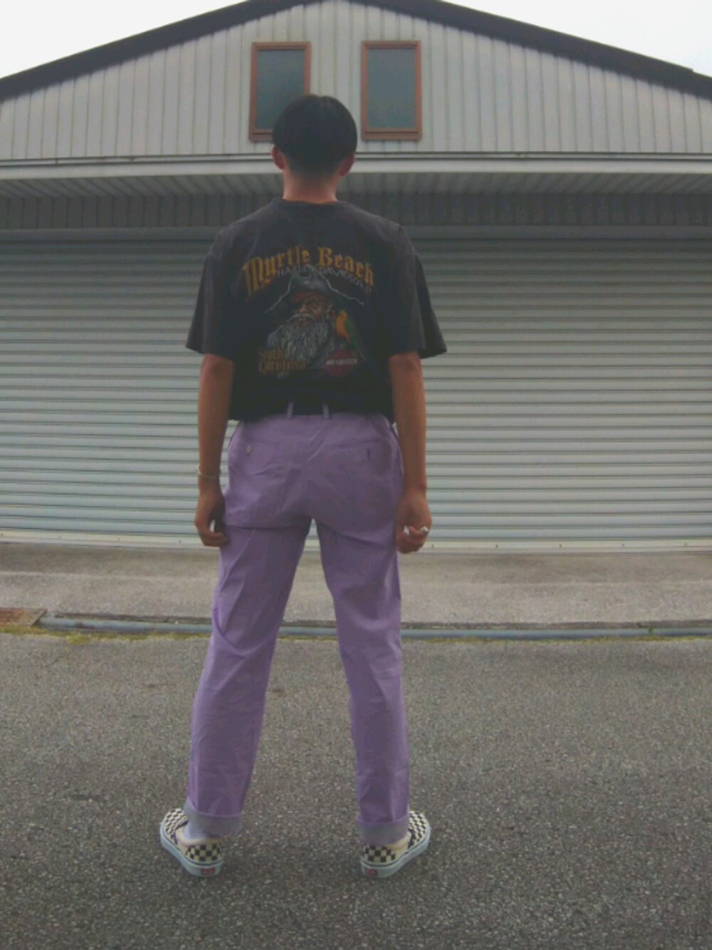 「Harley-Davidsonのアイテム（Tシャツ/カットソー、ブラック系）」を使った、仁モンさん（メンズ・165cm）の夏コーディネートの1枚目の写真