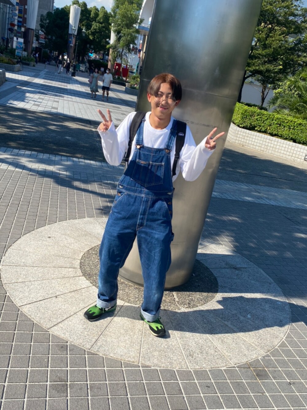 「NEW BALANCEのアイテム（スニーカー、グリーン系）」を使った、仁モンさん（メンズ・165cm）の秋コーディネートの1枚目の写真