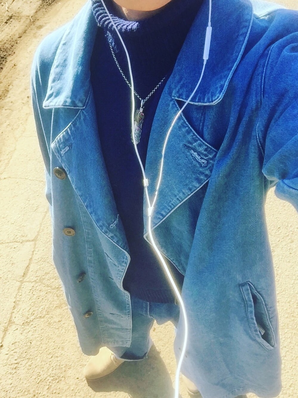「denim、古着、新年一発目、冬、ootd」｜「SAADのアイテム（ネックレス、シルバー系）」を使った、Taiseiさん（メンズ・174cm）の冬コーディネートの1枚目の写真
