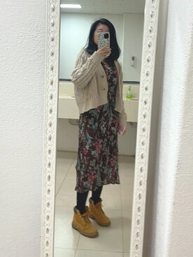 「通勤穿搭」｜「アイテム（ブーツ）」を使った、mojojoさん（レディース・152cm）の冬コーディネート
