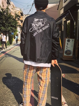 「FLIP THE SCRIPT（フリップザスクリプト）のアイテム（ジャケット/アウター）」を使った、T.SHOUKIさん（メンズ・185cm）の春コーディネート