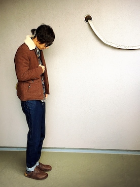 「BLUE WAY（ブルーウェイ）のアイテム（パンツ）」を使った、ASKさん（メンズ・172cm）の冬コーディネート