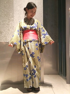 「koe（コエ）のアイテム（浴衣）」を使った、NUIさん（レディース・158cm）の夏コーディネート
