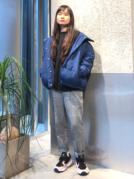 「ストリート服が好き」｜「アイテム（ダウンジャケット/コート）」を使った、NUIさん（レディース・158cm）の秋コーディネート