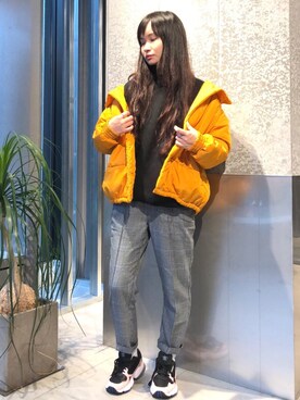 「ストリート服が好き」｜「アイテム（ダウンジャケット/コート）」を使った、NUIさん（レディース・158cm）の秋コーディネート