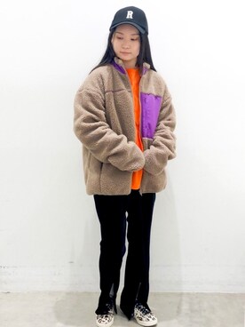 「ネオンカラー」｜「アイテム（ブルゾン）」を使った、NUIさん（レディース・158cm）の秋コーディネート