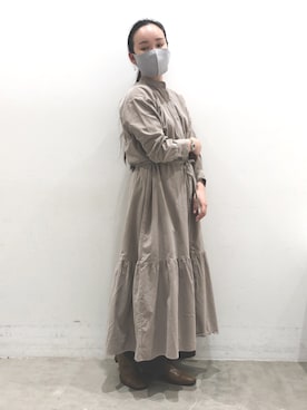 「コーデュロイシャツワンピ」｜NUIさん（レディース・158cm）の冬コーディネート