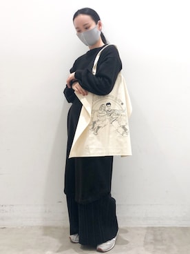 「プリントバッグ」｜NUIさん（レディース・158cm）の冬コーディネート