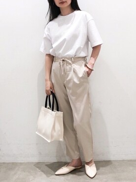 「koe（コエ）のヘビーウェイトコットンTEE21＊（Tシャツ/カットソー）」を使った、NUIさん（レディース・158cm）の春コーディネート