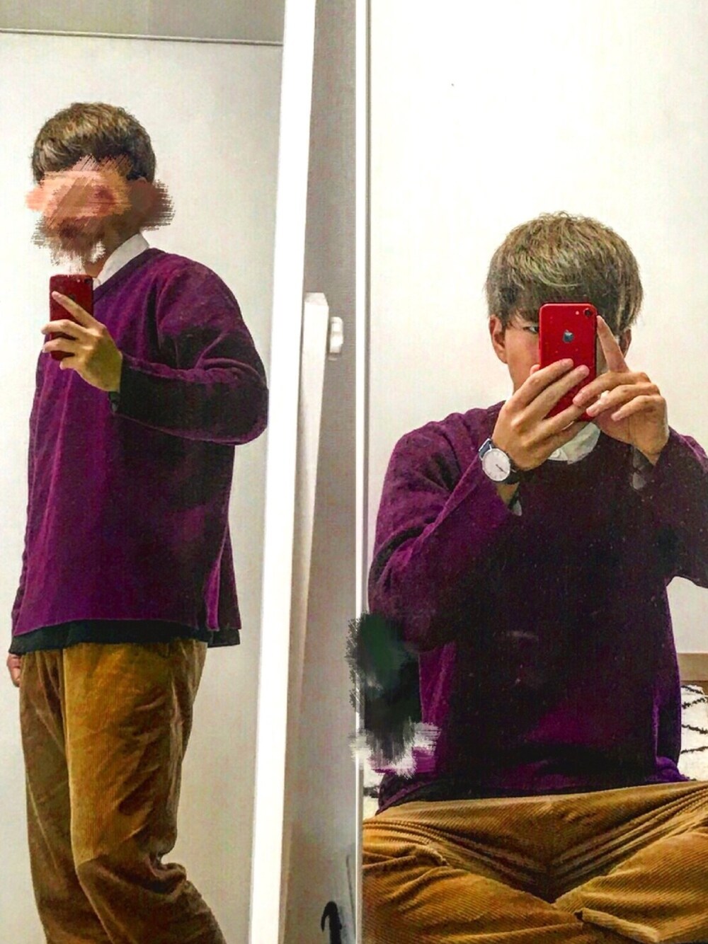 「休日スタイル、シンプルコーデ、ニット、GROBAL WORK、kutir、コーデュロイ、シンプル、相互フォロー、コンバース、オシャレパッソ」｜「GLOBAL WORKのエアリーコーデュロイパンツ/799690（その他パンツ、ベージュ系）」を使った、よすさん（メンズ・180cm）の秋コーディネートの1枚目の写真