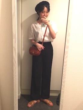 「NATURAL BEAUTY BASIC（ナチュラルビューティーベーシック）のアイテム（ハンチング/ベレー帽）」を使った、ポテロングさん（レディース・163cm）の夏コーディネート