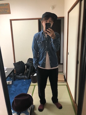「Johnbull Private labo（ジョンブルプライベートラボ）のアイテム（キャップ）」を使った、アリマ サトシさん（メンズ・168cm）の秋コーディネート