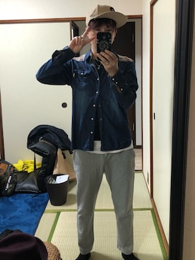 「Johnbull Private labo（ジョンブルプライベートラボ）のアイテム（キャップ）」を使った、アリマ サトシさん（メンズ・168cm）の秋コーディネート