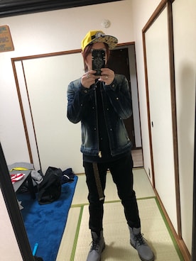 「Johnbull Private labo（ジョンブルプライベートラボ）のアイテム（デニムジャケット）」を使った、アリマ サトシさん（メンズ・168cm）の冬コーディネート