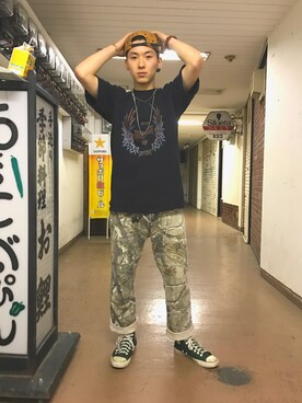 「MCM（エムシーエム）のアイテム（キャップ）」を使った、yuma!さん（メンズ・174cm）の夏コーディネート