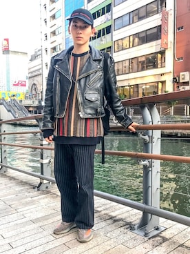 「off white（オフホワイト）のアイテム（バックパック/リュック）」を使った、yuma!さん（メンズ・174cm）の秋コーディネート