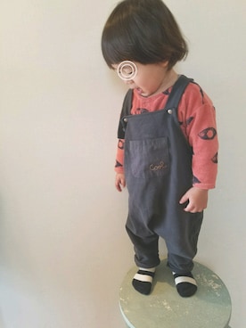 「bobochoses」｜「アイテム（オールインワン・サロペット）」を使った、sewariさん（キッズ・120cm）の冬コーディネート