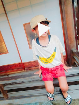 「EDWIN（エドウィン）のアイテム（帽子）」を使った、sewariさん（キッズ・110cm）の夏コーディネート