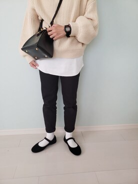 「SVEC（シュベック）のカンフーシューズ kung fu Shoes / ストラップパンプス（バレエシューズ）」を使った、sewariさん（レディース・148cm）の冬コーディネート