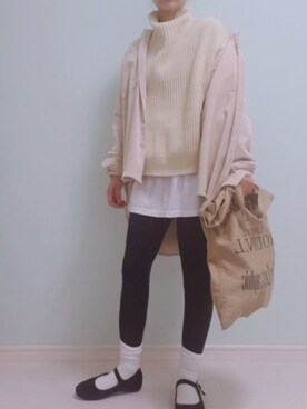 「SVEC（シュベック）のカンフーシューズ kung fu Shoes / ストラップパンプス（バレエシューズ）」を使った、sewariさん（レディース・148cm）の冬コーディネート