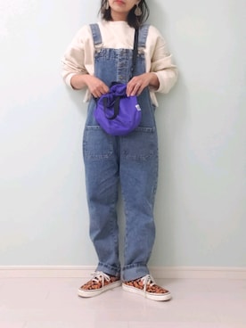 「and R（アンドアール）のアイテム（オールインワン・サロペット）」を使った、sewariさん（レディース・148cm）の春コーディネート