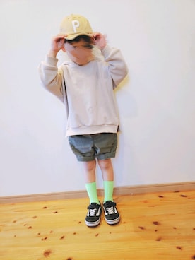 「アイテム（スウェット）」を使った、sewariさん（キッズ・100cm）の春コーディネート