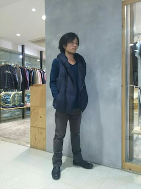 「アイテム（ダウンベスト）」を使った、SUZUKIさん（メンズ・161cm・30代）の秋コーディネート