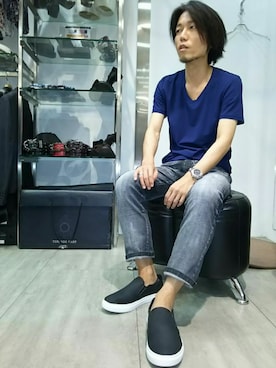 「アイテム（スリッポン）」を使った、SUZUKIさん（メンズ・161cm・30代）の夏コーディネート