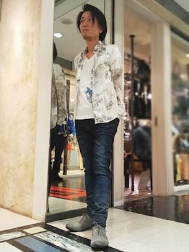 「アイテム（ドレスシューズ、グレー系）」を使った、SUZUKIさん（メンズ・161cm）の春コーディネート