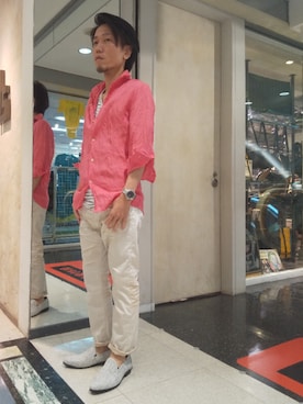 「アイテム（スリッポン）」を使った、SUZUKIさん（メンズ・161cm・40代）の夏コーディネート