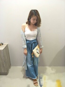 「LOVFEE（ラッフィ）のアイテム（ジャケット/アウター）」を使った、Kyraさん（レディース・154cm）の夏コーディネート