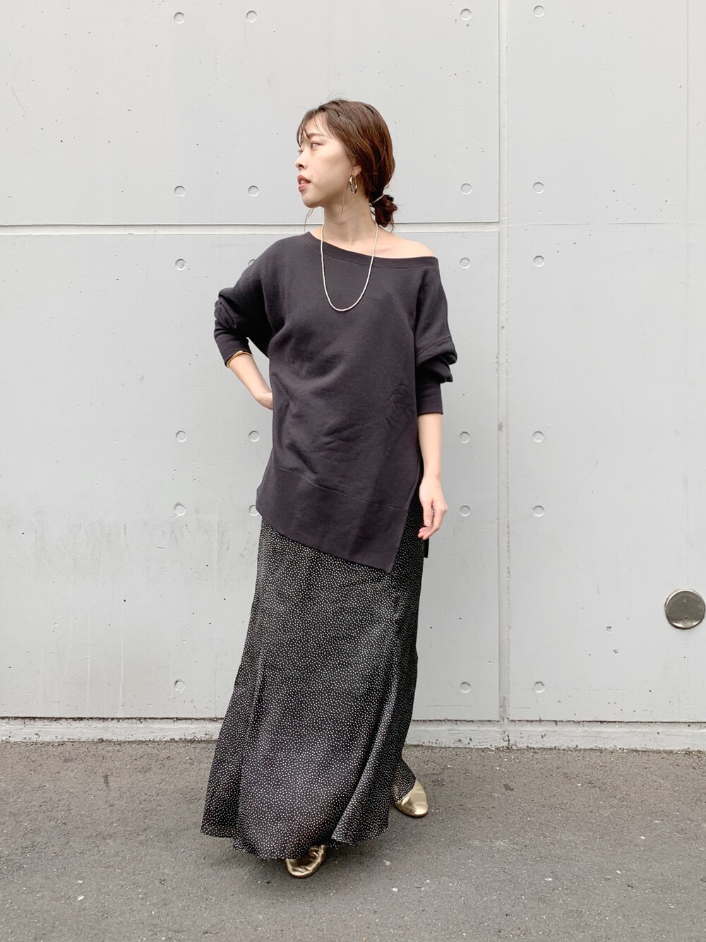 HAMAYAMA_160cmさんの「セミフレアドットナロースカート（SHENERY）」を使ったコーディネート