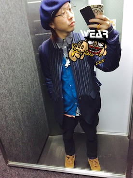 「AIR MAX」｜「アイテム（ハンチング/ベレー帽）」を使った、tbkさん（メンズ・162cm）の秋コーディネート