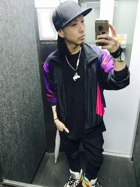 「ワッフル」｜「アイテム（ナイロンジャケット）」を使った、tbkさん（メンズ・162cm）の春コーディネート