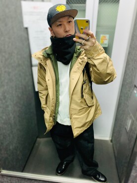 「JUNRED（ジュンレッド）のアイテム（チノパンツ）」を使った、tbkさん（メンズ・162cm）の春コーディネート