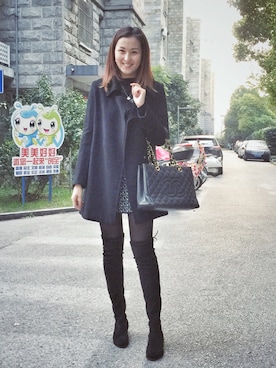 「アイテム（ダッフルコート）」を使った、刘妍琳Adaさん（レディース・170cm）の冬コーディネート