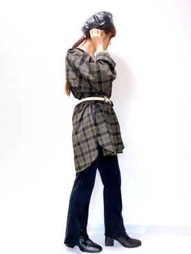 「秋のマイ旬スタイル」｜「アイテム（ハンチング/ベレー帽）」を使った、がんもさん（レディース・157cm）の秋コーディネート