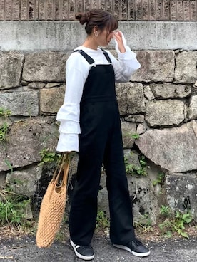 「PAGEBOY（ページボーイ）のアイテム（サロペット/オーバーオール）」を使った、がんもさん（レディース・157cm）の春コーディネート
