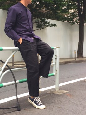 「STUDIOUS（ステュディオス）のアイテム（シャツ/ブラウス）」を使った、MASAさん（メンズ・174cm）の夏コーディネート