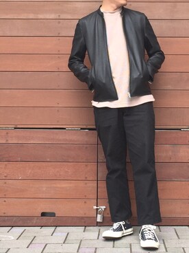 「STUDIOUS（ステュディオス）のアイテム（ライダースジャケット）」を使った、MASAさん（メンズ・174cm）の夏コーディネート