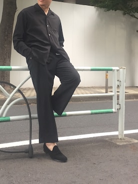 「STUDIOUS（ステュディオス）のアイテム（スラックス）」を使った、MASAさん（メンズ・174cm）の夏コーディネート