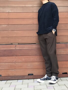 「STUDIOUS SELECT(STUDIOUS SELECT)」｜「アイテム（スラックス）」を使った、MASAさん（メンズ・174cm）の秋コーディネート