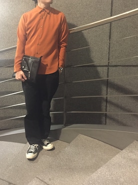 「アイテム（クラッチバッグ）」を使った、MASAさん（メンズ・174cm）の秋コーディネート