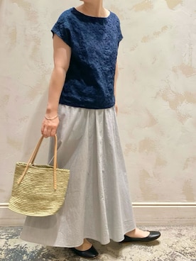 「刺繍」｜「アイテム（その他シューズ）」を使った、konnoooatsukoooさん（レディース・162cm）の夏コーディネート