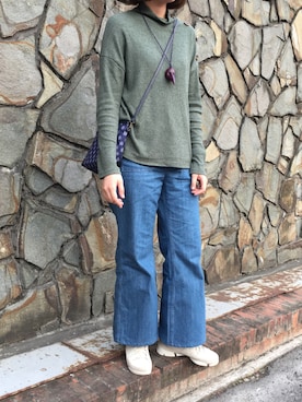 「stradivarius（ストラディバリウス）のアイテム（ニット/セーター）」を使った、Y.H YUさん（レディース・161cm）の春コーディネート