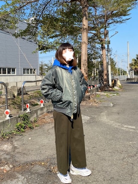 「寒い」｜「アイテム（ミリタリージャケット）」を使った、Y.H YUさん（レディース・162cm）の冬コーディネート