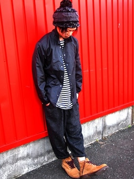 「アイテム（ナイロンジャケット）」を使った、YYYYYさん（メンズ・165cm）の秋コーディネート