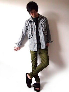 「ギンガムチェックシャツ」｜YYYYYさん（メンズ・165cm）の夏コーディネート