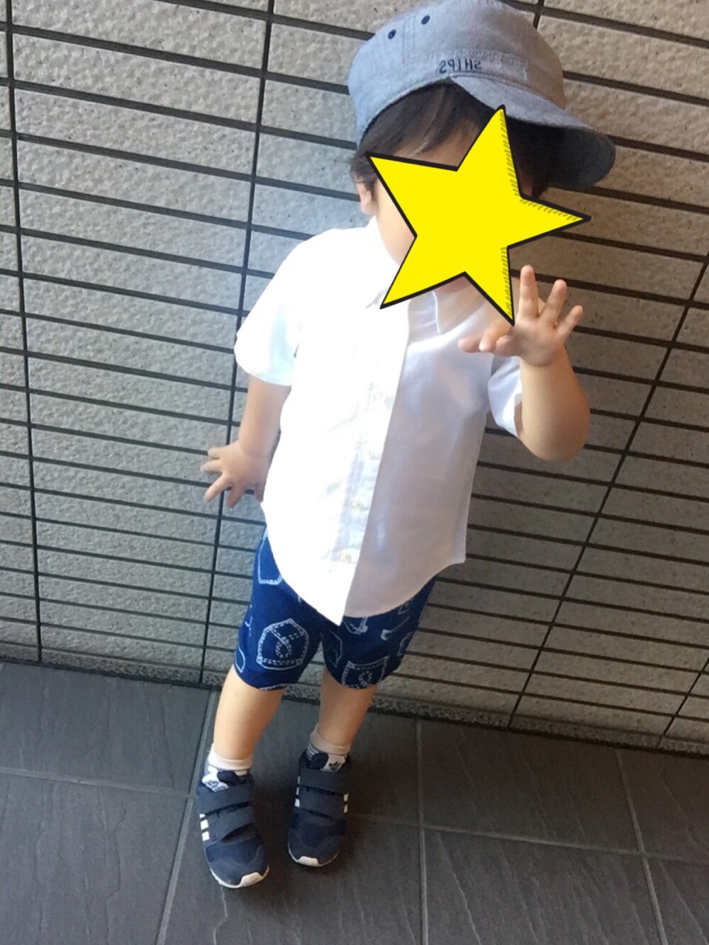 「夏、2歳11ヶ月、男の子、プチプラコーデ」｜「SHIPSのアイテム（キャップ、ブルー系）」を使った、yukinkoさん（キッズ・90cm）の夏コーディネートの1枚目の写真