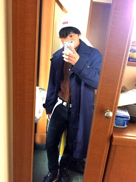 「タケオキクチ(TAKEO KIKUCHI)」｜「アイテム（チェスターコート）」を使った、こーたくさん（メンズ・165cm）の春コーディネート